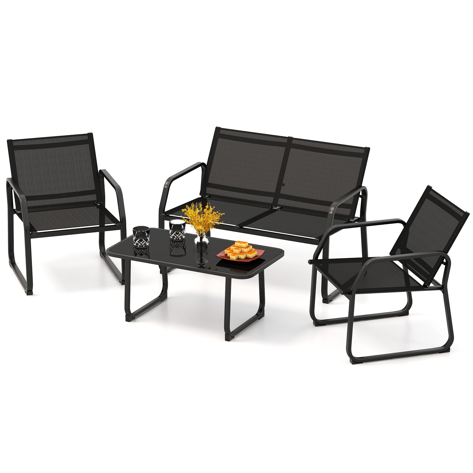 Ensemble de meubles de patio Tangkula 4 pièces